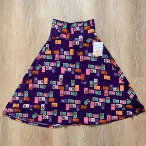 PURPLE CASSETTE MIDI SKIRT
